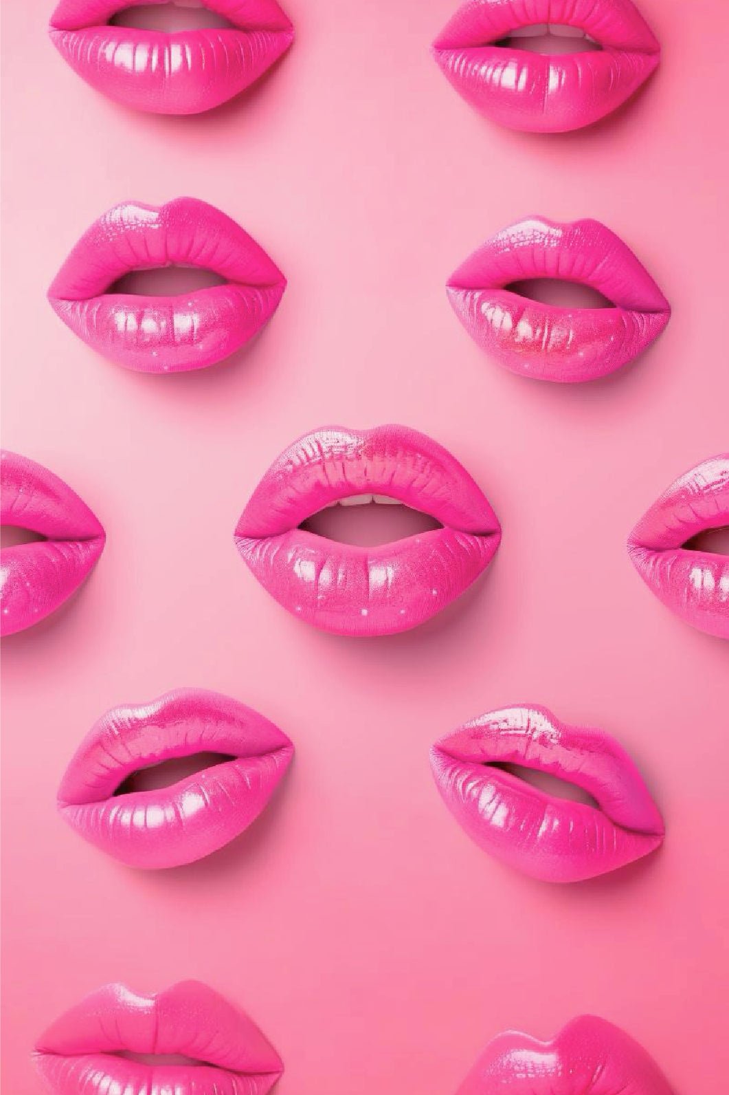 Roze glanzende lippen op roze achtergrond die persoonlijke erotische voicememo’s vertegenwoordigen