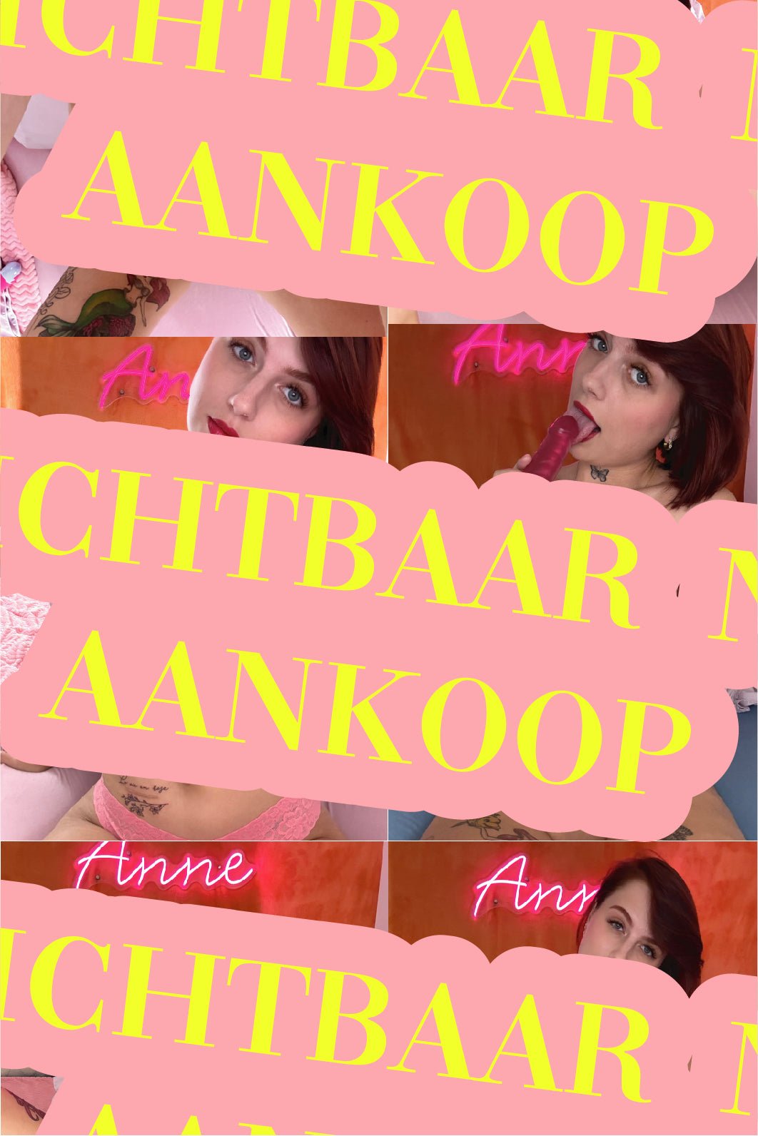 Naaktfoto's rode lippenstift collectie van Liefs Anne met close-ups van vrouw met rode lippenstift